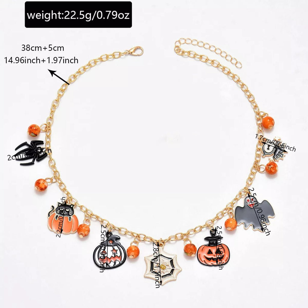 18K Gold-Plated Halloween Charm Necklace - Artículos HE
