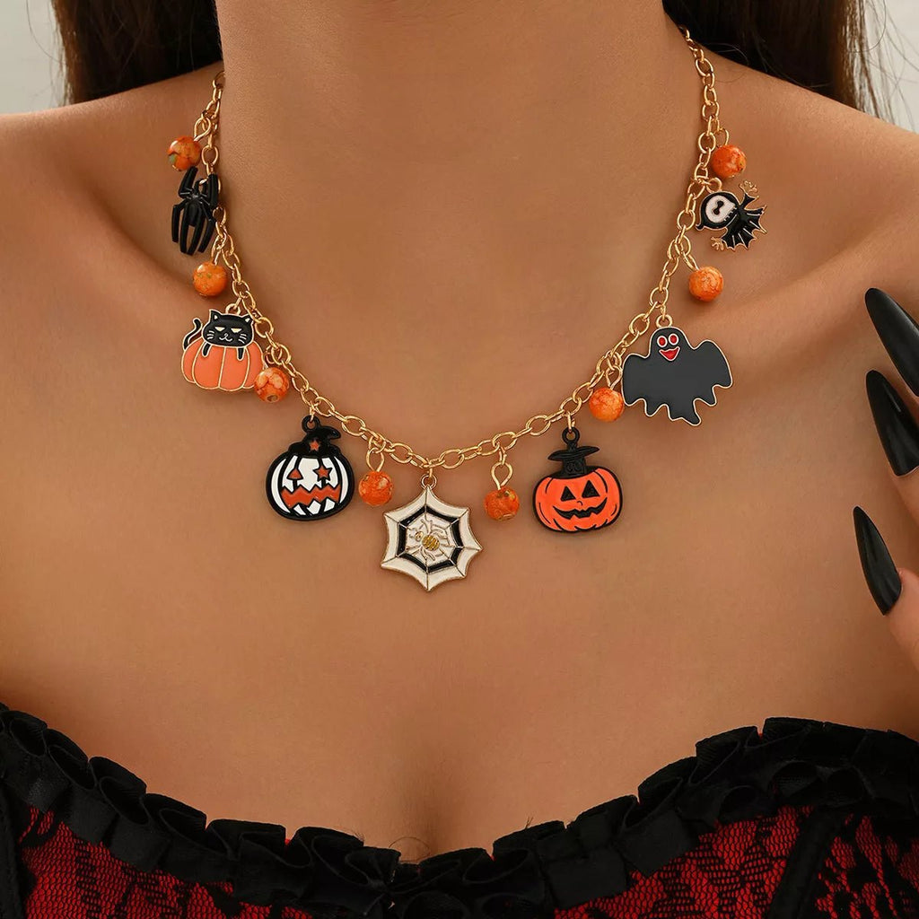 18K Gold-Plated Halloween Charm Necklace - Artículos HE