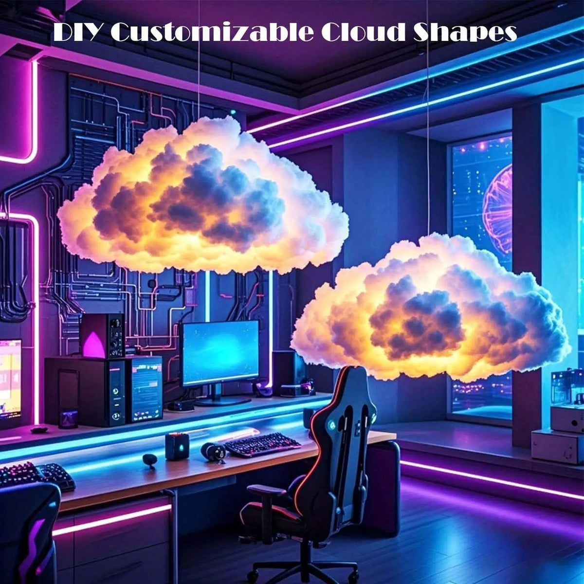 3D Thunder Cloud Lamp – USB LED Night Light with Music Rhythm - Artículos HE