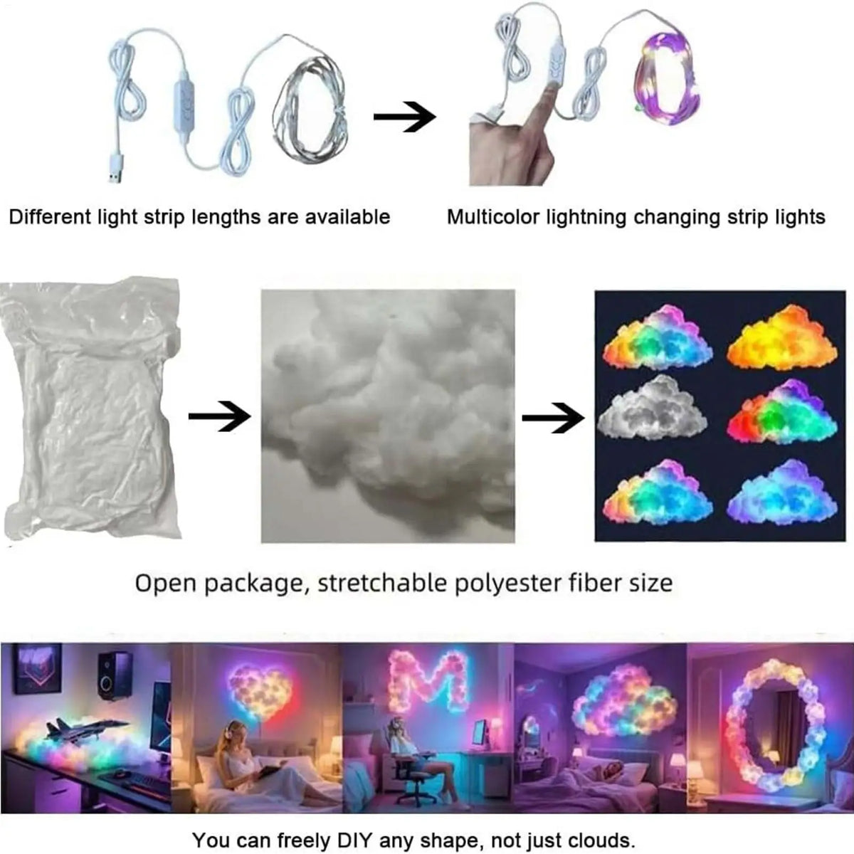 3D Thunder Cloud Lamp – USB LED Night Light with Music Rhythm