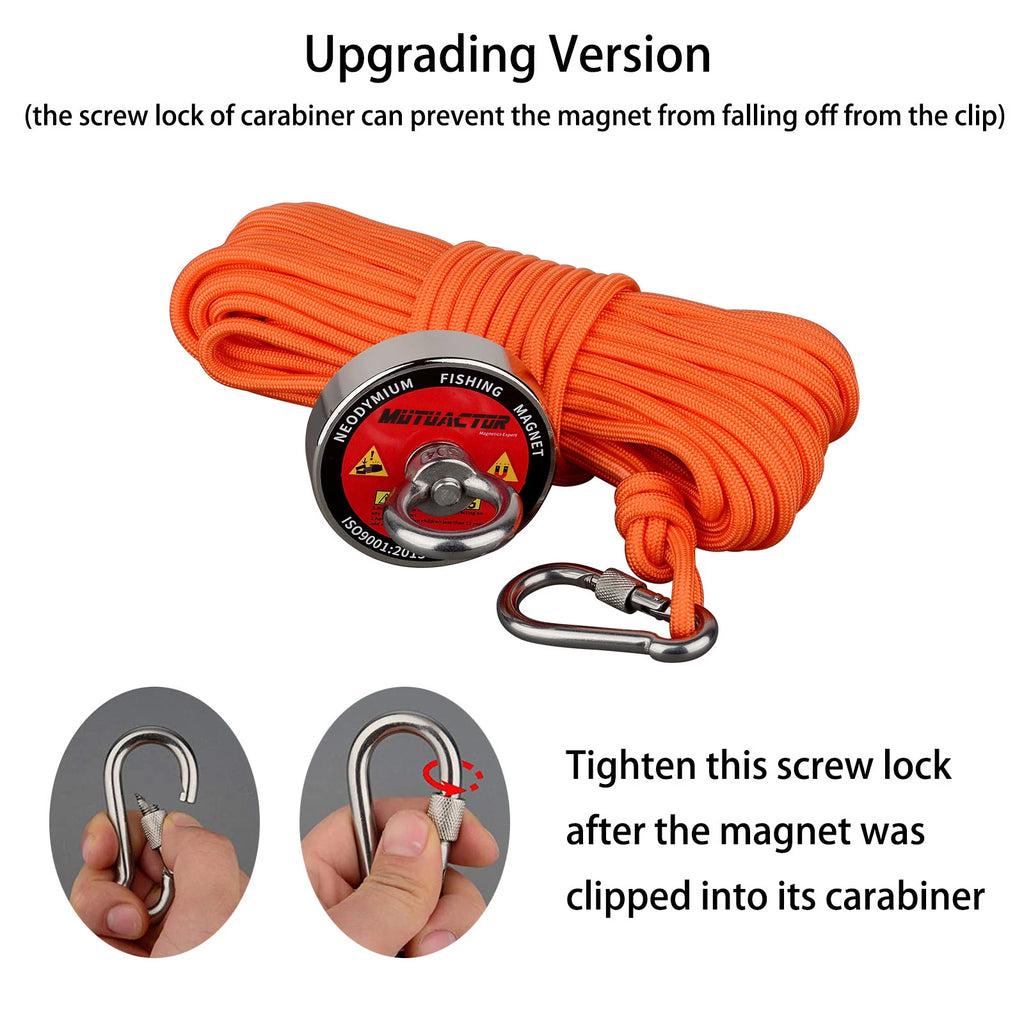 120KG Vertical Srong Neodymium Lifting Magnet Set 10M  Rope Permanant Pot Magnet D60mm Outdoor Funny Tools Fishing