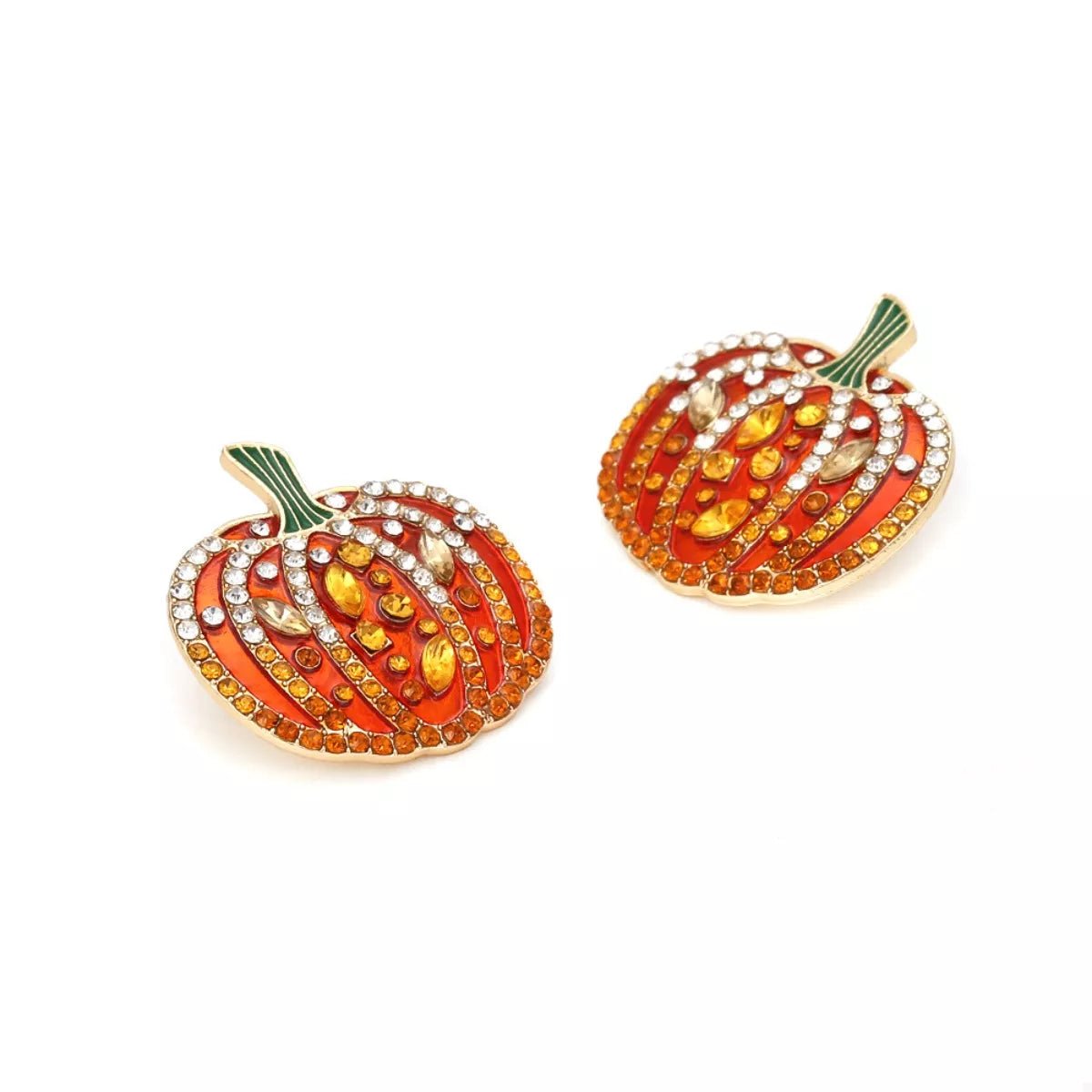 Halloween Pumpkin Rhinestone Stud Earrings - Artículos HE
