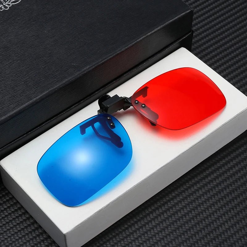 New Red Blue Green 3D Glasses Black Frame For Dimensional Anaglyph Movie TV Glasses For 3D Movies - Artículos HE