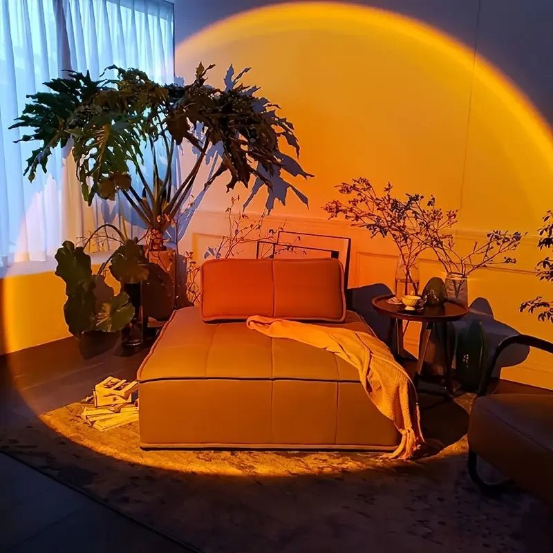 Warm Sunset Projection Lamp – Adjustable Stand & LED Atmosphere Light - Artículos HE