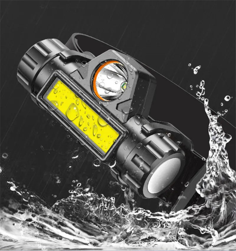 XP-G Q5 Headlamp Head Lamp Headlight Waterproof 2500lm Cob Led Built In Usb Rechargeable 14450 Battery Working Light 5w - Artículos HE