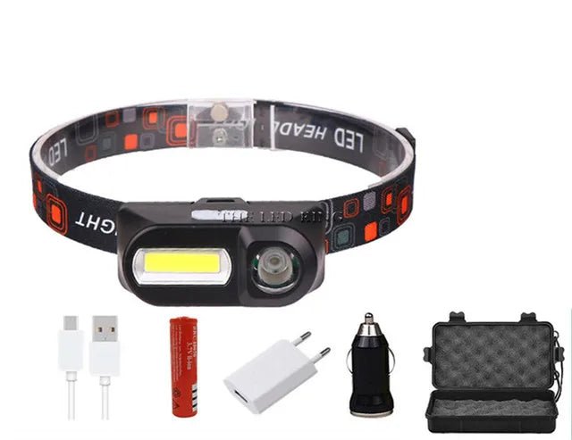 XP-G Q5 Headlamp Head Lamp Headlight Waterproof 2500lm Cob Led Built In Usb Rechargeable 14450 Battery Working Light 5w - Artículos HE