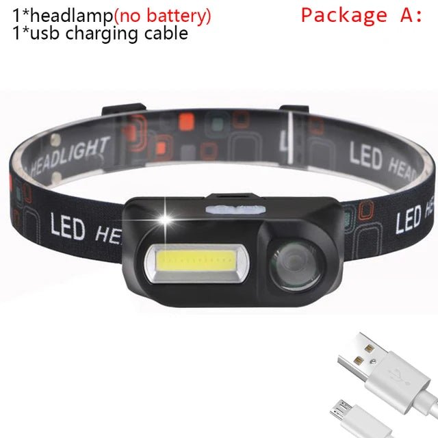 XP-G Q5 Headlamp Head Lamp Headlight Waterproof 2500lm Cob Led Built In Usb Rechargeable 14450 Battery Working Light 5w - Artículos HE