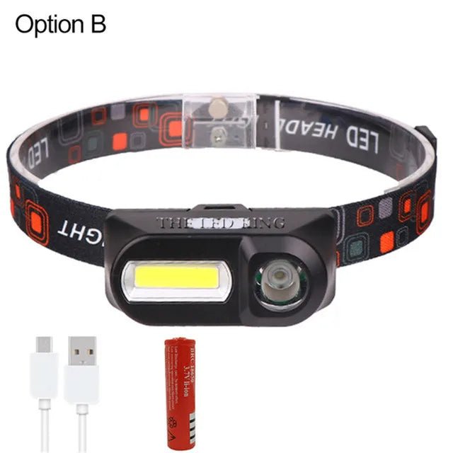 XP-G Q5 Headlamp Head Lamp Headlight Waterproof 2500lm Cob Led Built In Usb Rechargeable 14450 Battery Working Light 5w - Artículos HE